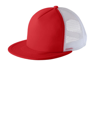 District® Flat Bill Snapback Trucker Cap. DT624 - New Red | District