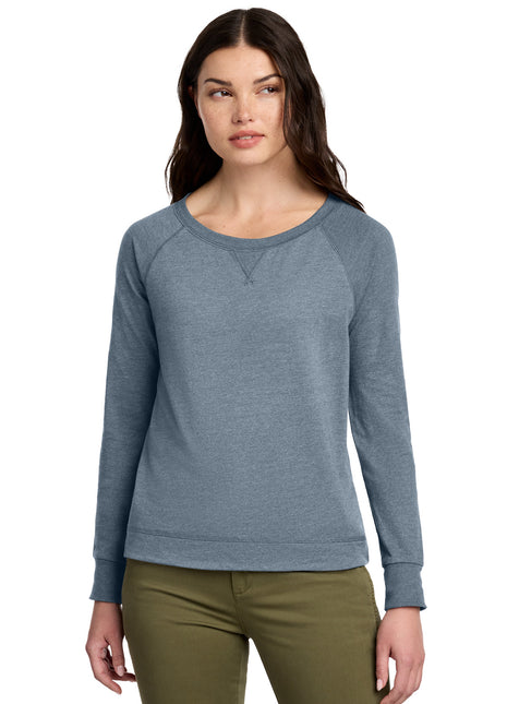District® Women's Featherweight French Terry™ Long Sleeve Crewneck DT672 - Flint Blue Heather | District
