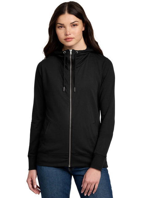 District® Women's Featherweight French Terry™ Full-Zip Hoodie DT673 - Black | District