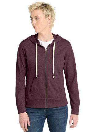 District® Women's Re-Fleece™Full-Zip Hoodie DT8103 - Maroon Heather | District