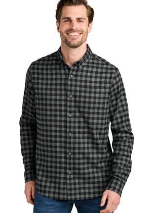 Eddie Bauer® Long Sleeve Favorite Flannel Plaid Shirt EB610 - Deep Black Mini Buffalo | Eddie Bauer