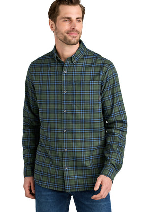 Eddie Bauer® Long Sleeve Favorite Flannel Plaid Shirt EB610 - Soft Olive Plaid | Eddie Bauer