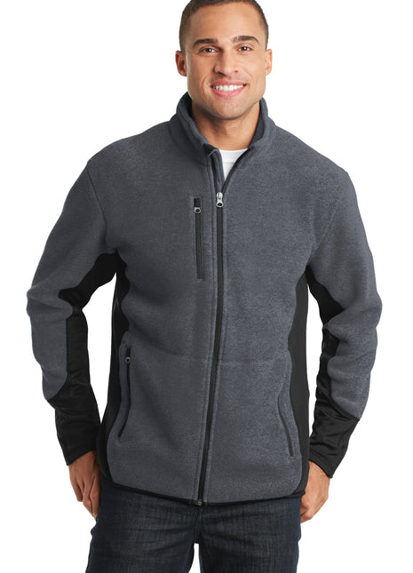 Port Authority® R-Tek® Pro Fleece Full-Zip Jacket. F227 - Charcoal Heather/ Black | Port Authority