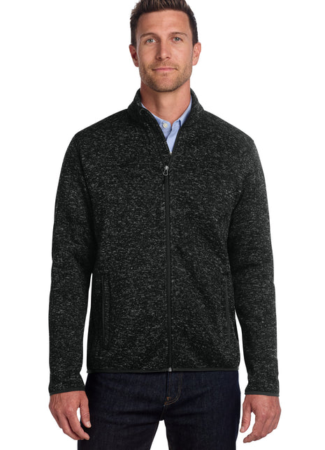 Port Authority® Sweater Fleece Jacket. F232 - Black Heather | Port Authority