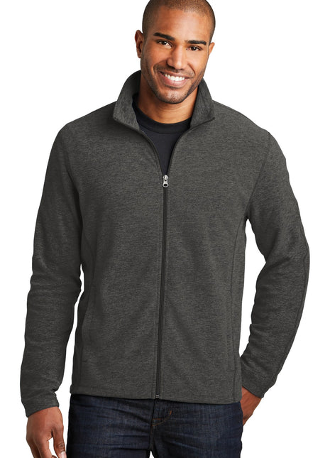 Port Authority® Heather Microfleece Full-Zip Jacket. F235 - Black Charcoal Heather | Port Authority
