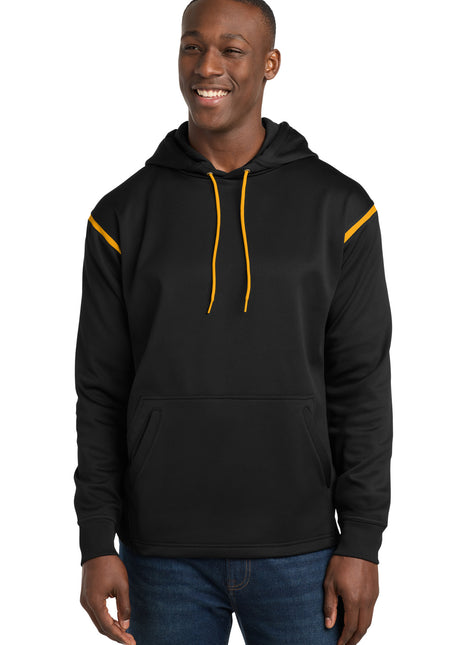 Sport-Tek® Tech Fleece Colorblock Hooded Sweatshirt. F246 - Black/ Gold | Sport-Tek