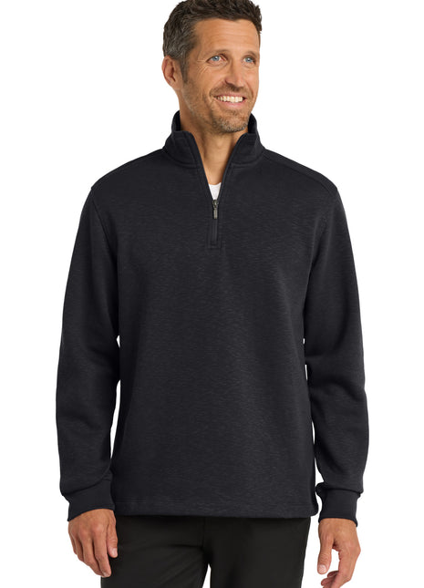 Port Authority® Slub Fleece 1/4-Zip Pullover. F295 - Black | Port Authority