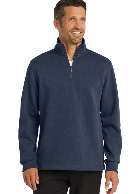 Port Authority® Slub Fleece 1/4-Zip Pullover. F295 - Navy | Port Authority
