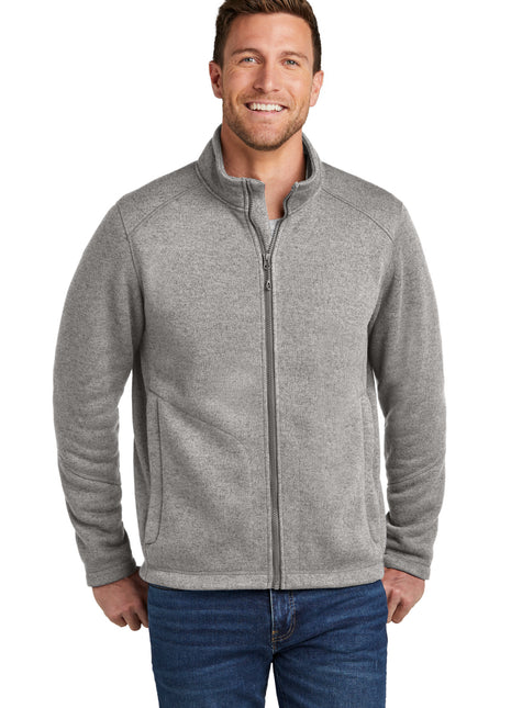 Port Authority® Arc Sweater Fleece Jacket F428 - Deep Smoke Heather | Port Authority