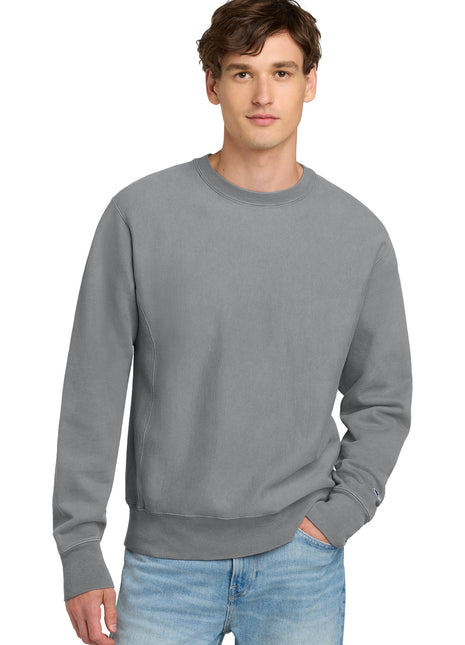 Champion ® Reverse Weave ® Garment-Dyed Crewneck Sweatshirt. GDS149 - Concrete | Champion