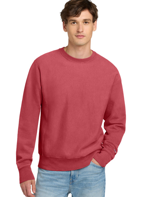 Champion ® Reverse Weave ® Garment-Dyed Crewneck Sweatshirt. GDS149 - Crimson | Champion
