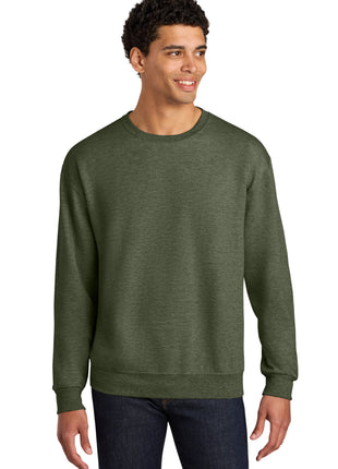 Jerzees Ultimate™ Unisex CVC Ring Spun Crewneck Sweatshirt IC48M - Military Green Heather | Jerzees
