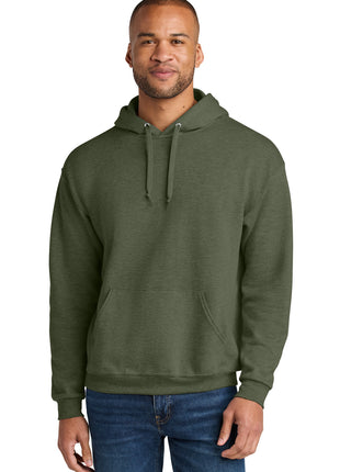 Jerzees Ultimate™ Unisex CVC Ring Spun Hooded Sweatshirt IC49M - Military Green Heather | Jerzees