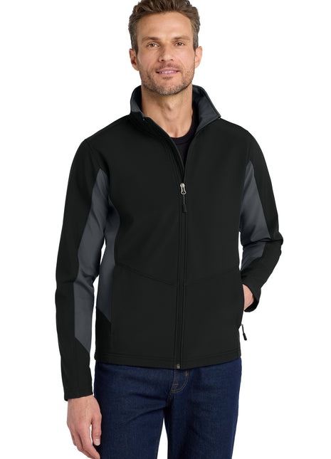Port Authority® Core Colorblock Soft Shell Jacket. J318 - Black/ Battleship Grey | Port Authority