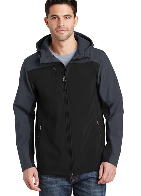 Port Authority® Hooded Core Soft Shell Jacket. J335 - Black/ Battleship Grey | Port Authority