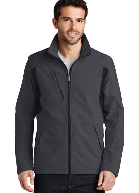 Port Authority® Back-Block Soft Shell Jacket. J336 - Battleship Grey/ Black | Port Authority
