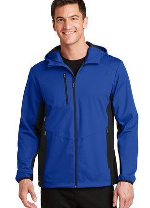Port Authority® Active Hooded Soft Shell Jacket. J719 - True Royal/ Deep Black | Port Authority