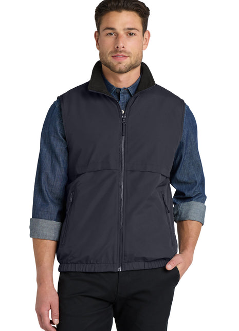 Port Authority® Reversible Charger Vest. J7490 - Battleship Grey | Port Authority