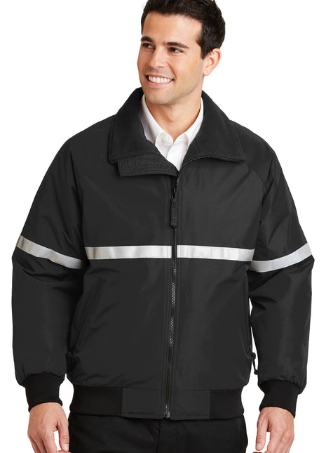 Port Authority® Challenger™ Jacket with Reflective Taping J754R - True Black/ True Black/ Reflective | Port Authority