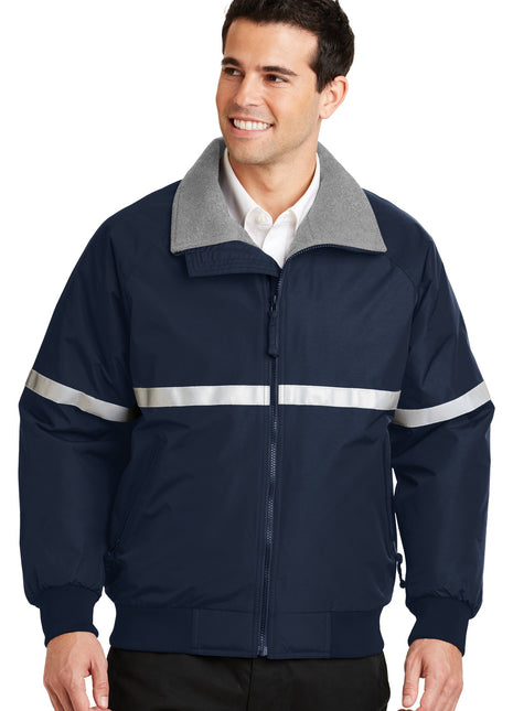 Port Authority® Challenger™ Jacket with Reflective Taping J754R - True Navy/ Grey Heather/ Reflective | Port Authority