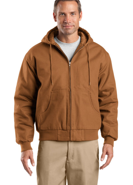 CornerStone® Tall Duck Cloth Hooded Work Jacket. TLJ763H - Duck Brown | CornerStone