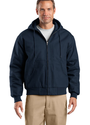 CornerStone® Tall Duck Cloth Hooded Work Jacket. TLJ763H - Navy | CornerStone