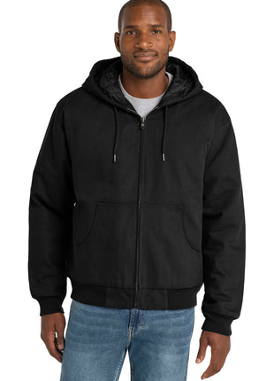 CornerStone® - Duck Cloth Hooded Work Jacket.  J763H - Black | CornerStone