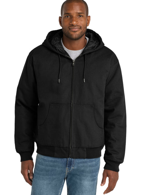 CornerStone® - Duck Cloth Hooded Work Jacket.  J763H - Black | CornerStone