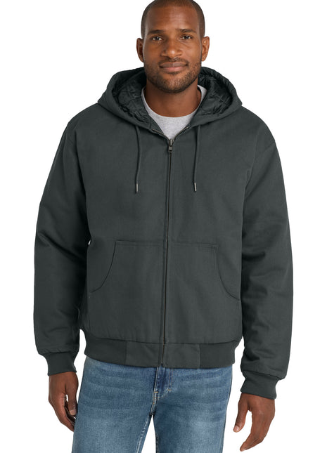CornerStone® - Duck Cloth Hooded Work Jacket.  J763H - Charcoal | CornerStone