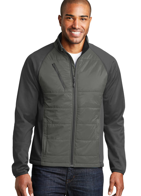 Port Authority® Hybrid Soft Shell Jacket. J787 - Smoke Grey/ Grey Steel | Port Authority