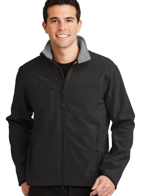 Port Authority® Glacier® Soft Shell Jacket.  J790 - Black/ Chrome | Port Authority