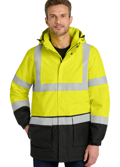 Port Authority® ANSI 107 Class 3 Safety Heavyweight Parka. J799S - Safety Yellow/ Black/ Reflective | Port Authority