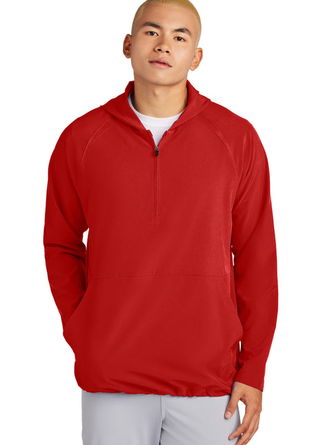 Sport-Tek® Repeat 1/2-Zip Long Sleeve Hooded Jacket JST488 - Deep Red | Sport-Tek