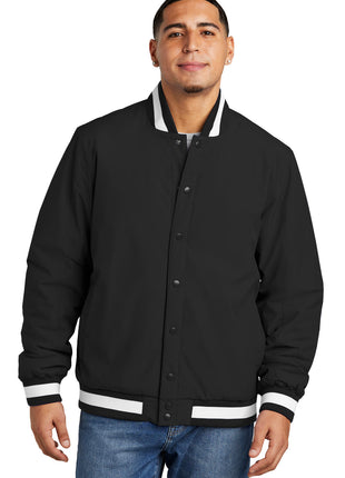 Sport-Tek® Insulated Varsity Jacket JST58 - Black | Sport-Tek