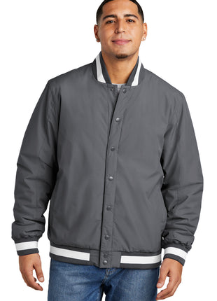 Sport-Tek® Insulated Varsity Jacket JST58 - Graphite | Sport-Tek