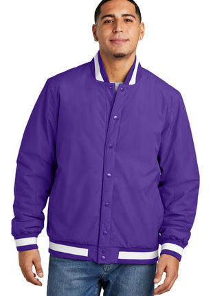 Sport-Tek® Insulated Varsity Jacket JST58 - Purple | Sport-Tek