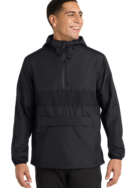 Sport-Tek® Zipped Pocket Anorak. JST65 - Black/ Black | Sport-Tek