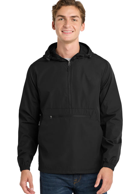 Sport-Tek ® Packable Anorak. JST66 - Black | Sport-Tek