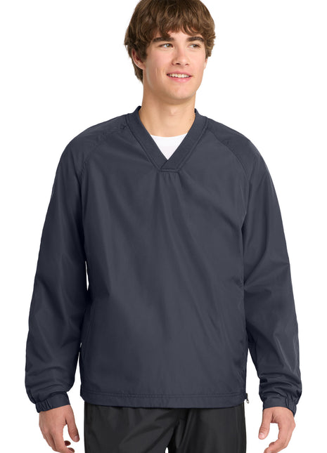 Sport-Tek® V-Neck Raglan Wind Shirt. JST72 - Graphite | Sport-Tek