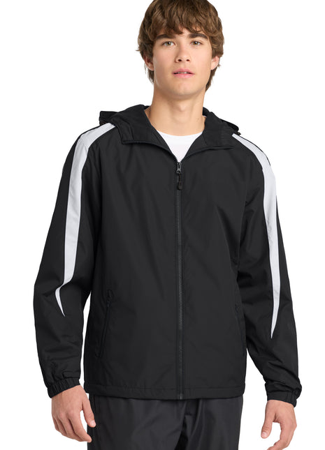 Sport-Tek® Fleece-Lined Colorblock Jacket. JST81 - Black/ White | Sport-Tek