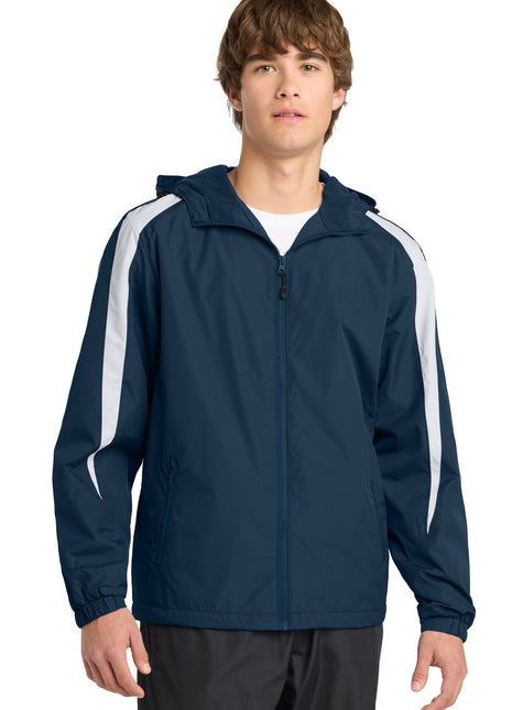 Sport-Tek® Fleece-Lined Colorblock Jacket. JST81 - True Navy/ White | Sport-Tek