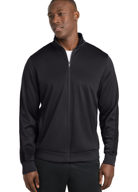 Sport-Tek ® Tricot Sleeve Stripe Track Jacket. JST94 - Black/ Black | Sport-Tek