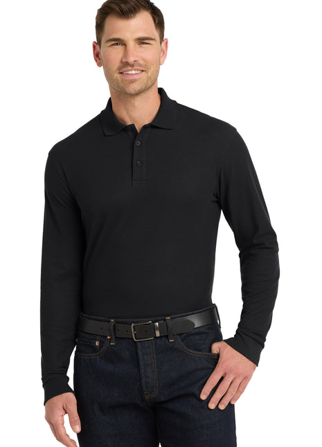 Port Authority® Long Sleeve Core Classic Pique Polo. K100LS - Deep Black | Port Authority