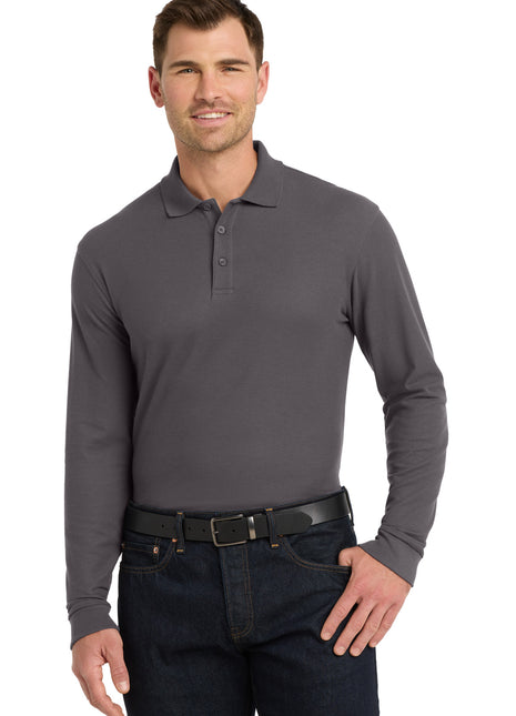 Port Authority® Long Sleeve Core Classic Pique Polo. K100LS - Graphite | Port Authority
