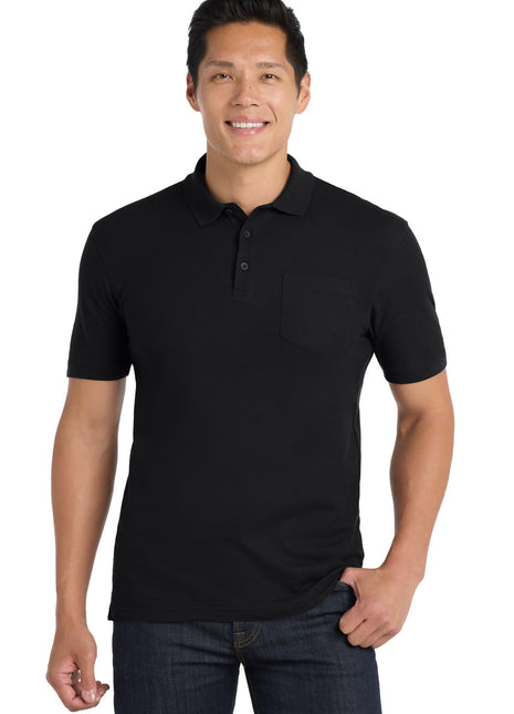 Port Authority® Core Classic Pique Pocket Polo. K100P - Deep Black | Port Authority