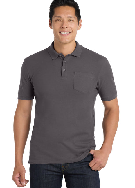 Port Authority® Core Classic Pique Pocket Polo. K100P - Graphite | Port Authority