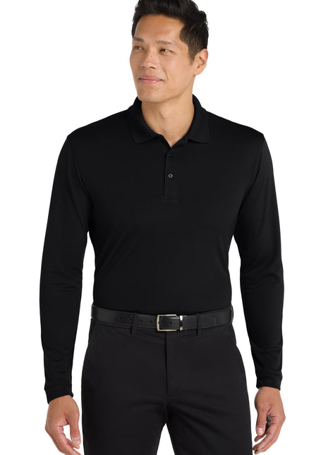 Port Authority ® Dry Zone ® UV Micro-Mesh Long Sleeve Polo K110LS - Deep Black | Port Authority