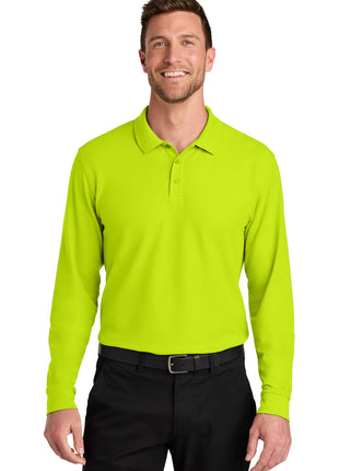 Port Authority® Wearever Signature Pique Long Sleeve Polo K200LS - Neon Yellow | Port Authority