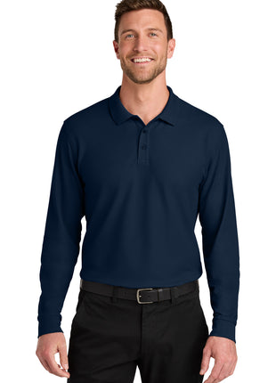 Port Authority® Wearever Signature Pique Long Sleeve Polo K200LS - River Blue Navy | Port Authority