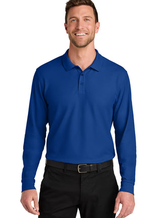 Port Authority® Wearever Signature Pique Long Sleeve Polo K200LS - True Royal | Port Authority